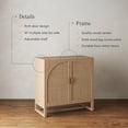 thumbnail image 3 of Nathan James Paxton Mid-Century Modern Wood Storage Cabinet with Doors, Arched Storage Cabinet for Living Room or Kitchen with Rattan Door Details, Raw Oak, 3 of 6