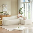 thumbnail image 5 of Miniyam Modern 96" L-Shaped Lounge Sectional, Innovative Compact Shipping, Plush Textured Corduroy for Relaxation (Beige, Right Facing), 5 of 9