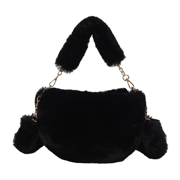 Bolso Mano Invierno Suave Hombro para Mujer Cadena Felpa Esponjosa Viajes