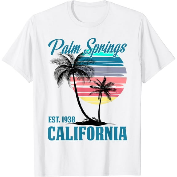 Retro Palm Springs California Beach Vibes Summer Vacation T-Shirt Unisex S-5XL Hot Trending Shirt, Vintage Birthday Gift