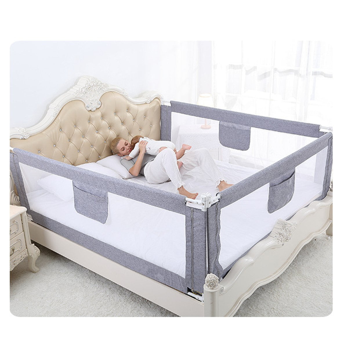 120 cm wooden Child Bed Baby Guard Safety Bedrail PINO white or beech 3.9 ft 