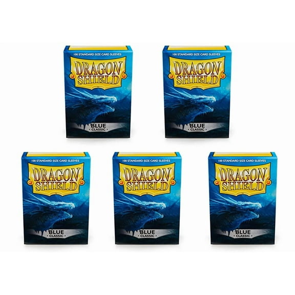 5 Packs Dragon Shield Classic Blue Standard Size 100 ct Card Sleeves Value Bundle!