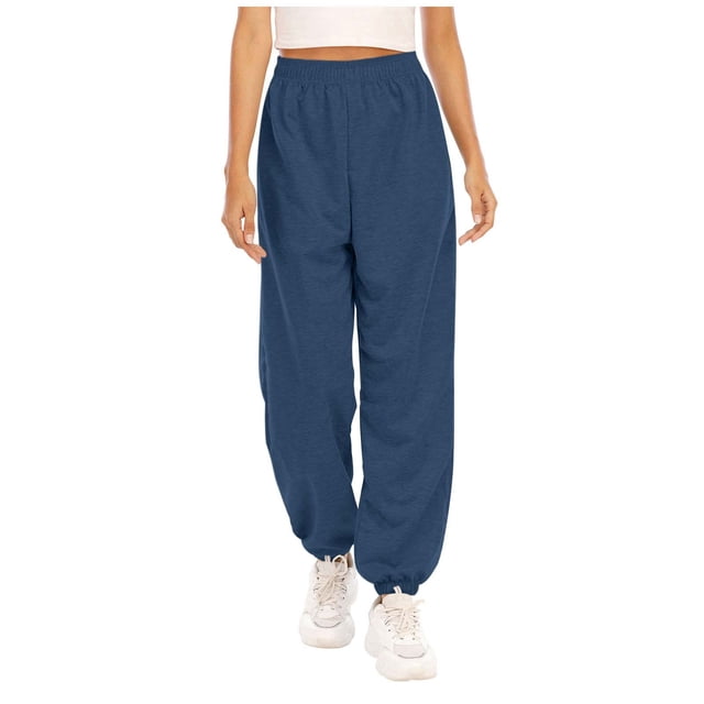 Timegard Pantalon de Survêtement pour Femmes, Taille Haute Élastique, Bas Resserré, Athlétique, Ample, Course, Entraînement