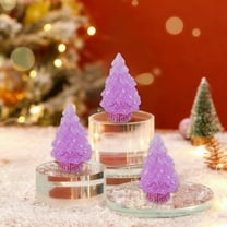 Mini Glitter Christmas Tree Figurines,Glow in The Dark Christmas Tree Decoration,Xmas Luminous Resin Tree Miniature for Holiday Diy Crafts Garden Micro Landscape Party Home Tabletop Decoration