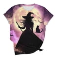 thumbnail image 7 of Jsaierl Halloween Shirts Women Funny Witch Graphic Tees Stretch Going Out Round Neck T-Shirts Short Sleeve Dressy Casual Blouse Tops Halloween Costumes,Sizes S-5XL, 7 of 7
