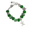 thumbnail image 2 of Delight Jewelry Silvertone Large Initial - X - Green Irish Luck Bead Charm Bracelet, 7.5", 2 of 4