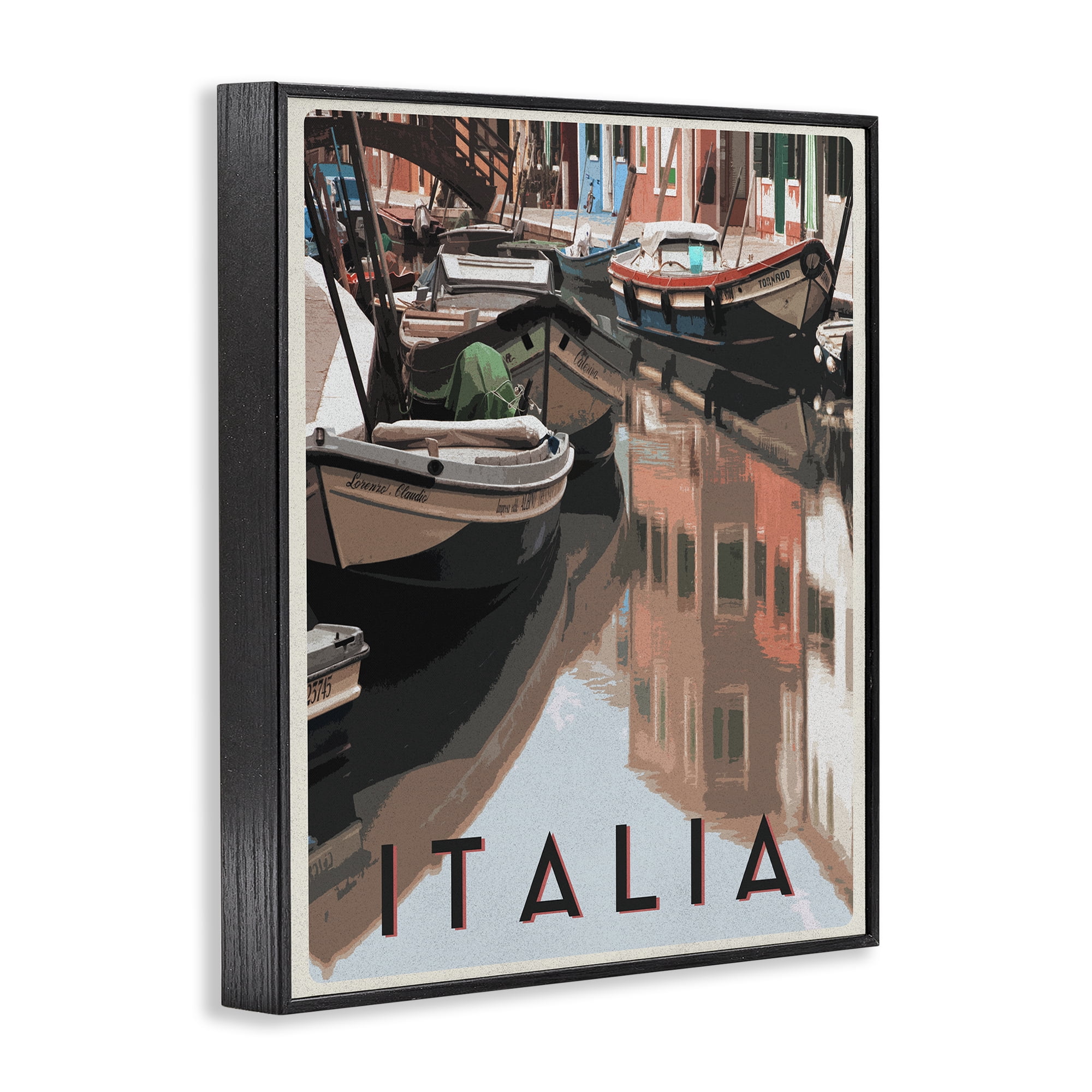 Stupell Industries Italia Canal Poster Black Framed Giclee Art, design by Shelley Lake