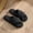 Black, variant on Womens Open Toe Cross Strap Slide Slippers, Plush Fleece House Shoes with Non-Slip Sole, Machine Washable,Size 5.5-6