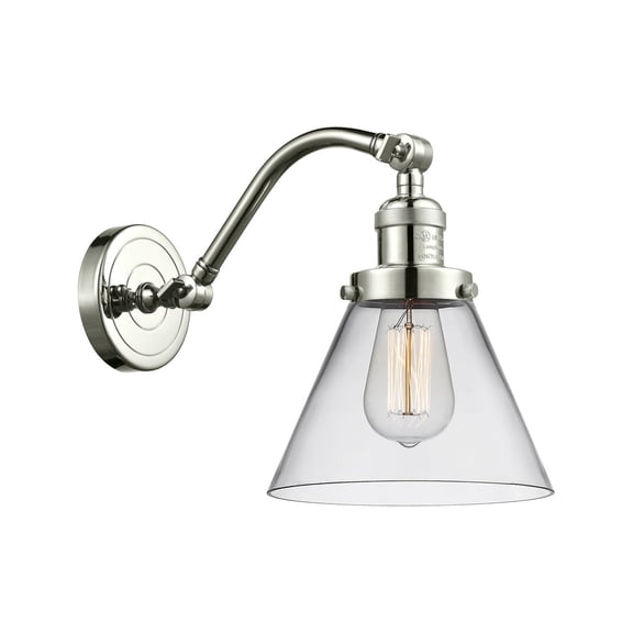Innovations 515-1W-PN-G42-LED Large Cone 1 Light Sconce part of the Franklin Restoration Collection, Polished Nickel