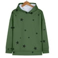 thumbnail image 3 of Women's Star Print Drawstring Hooded Sweatshirt with Pocket, Lightweight Oversized Long Sleeve Pullover Top, Casual Streetwear Fall Winter Comfort Wear, Aesthetic Soft Fleece Loungewear Green M, 3 of 8