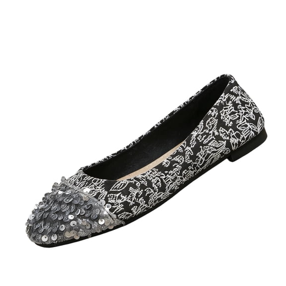 Women's Rhinestone Flats Elegant Glitter Ballet Flats Dress Pearl Wedding Shoes Pointed Toe Slip On Loafers for Women, 37