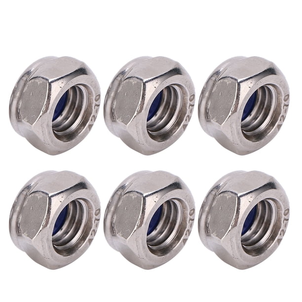 Tuercas de seguridad hexagonales, 50 piezas Tuercas de seguridad de nailon Tuercas de seguridad de nailon de acero inoxidable Tuercas hexagonales autoblocantes Eficiencia maximizada