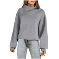 thumbnail image 2 of hotojiny Womens Sweatshirt Casual Long Sleeve Lightweight Turtleneck Sweatshirts Solid Color Loose Pullover Tops, 2 of 7