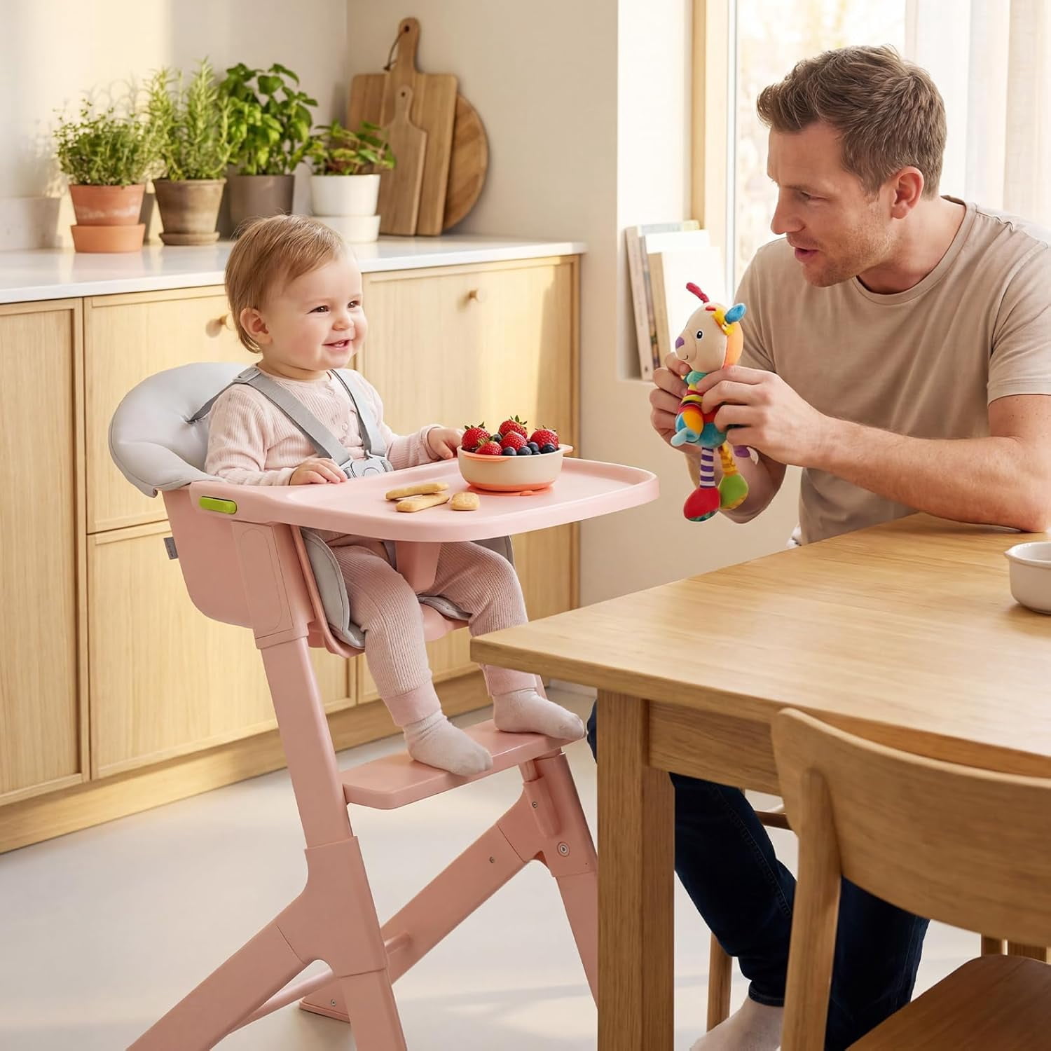 INFANS Baby High Chair, Full-Body Washable High Chairs for Babies and Toddlers Easy to Clean with Tray, 5-Point Harness, Light-Wight Design for Toddlers 6-36 Months