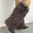 thumbnail image 4 of Women Vintage Furry Leg Warmer Winter Warm Solid Color Fuzzy Plush Boots Shoes Cuffs Cover Socks Streetwear, 4 of 8