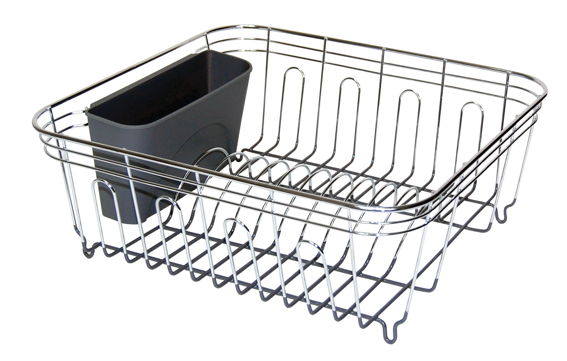 Real Home Small Deluxe Chrome and Gray Dish Drainer