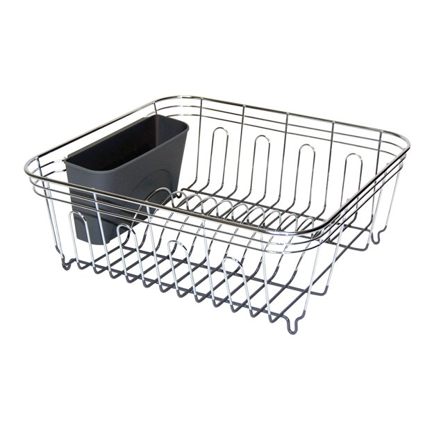 Real Home Small Deluxe Chrome and Gray Dish Drainer