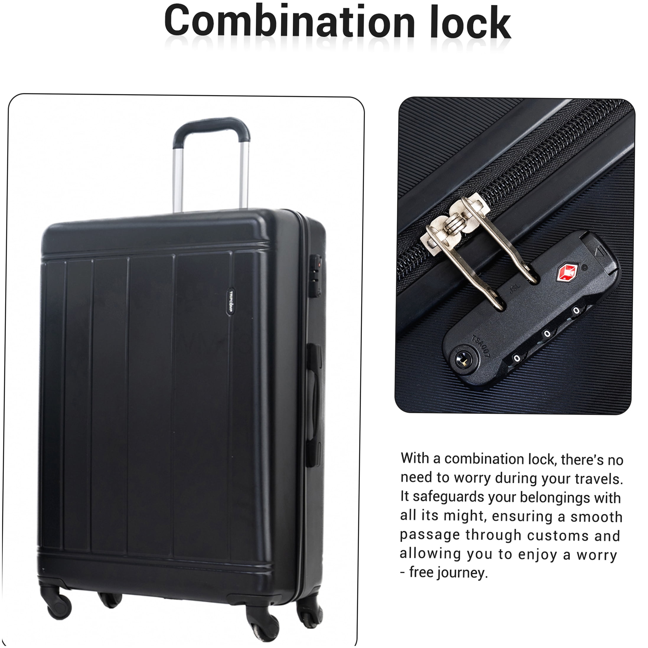 Black ABS+PC Hardshell Luggage Set with TSA Lock, 9-Piece Travel Suite with Carry-On, Checked Bags & Backpack