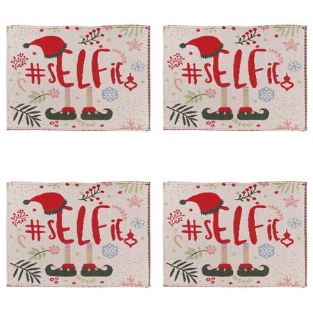 

Elf Watercolor Merry Christmas Placemats for Dining Table 13 x 17 Inch Seasonal Winter Blessing Xmas Holiday Rustic Vintage Washable Table Mats Set of 4
