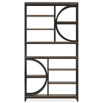 Canddidliike 77" Bookshelf, Industrial 8-Tier Etagere Bookcase Open Display Shelves, Bookshelf for Indoor, Brown
