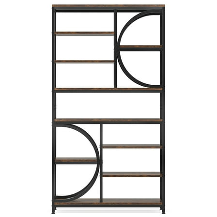 Canddidliike 77" Bookshelf, Industrial 8-Tier Etagere Bookcase Open Display Shelves, Bookshelf for Indoor, Brown