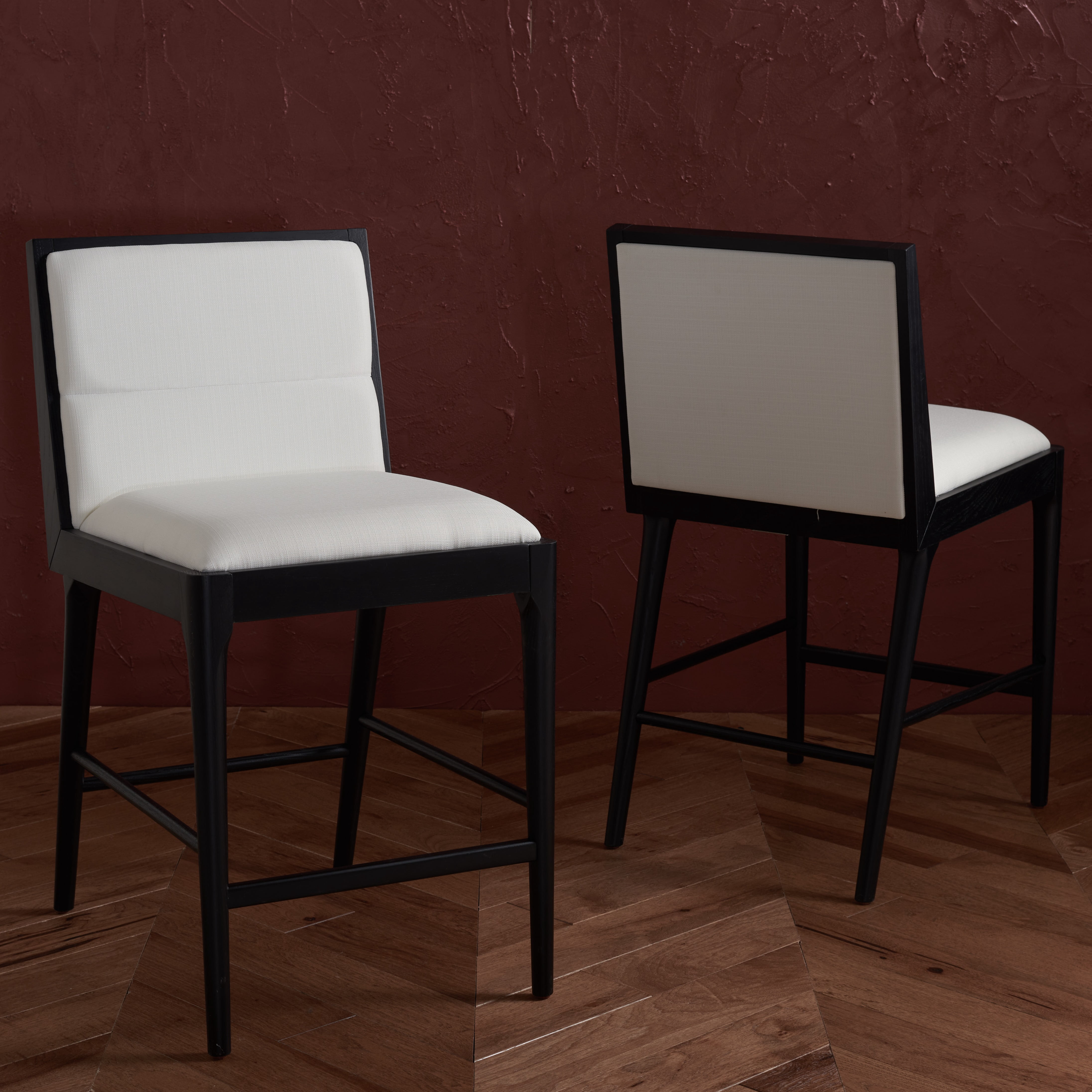 SAFAVIEH Couture Laycee Square Mid Back Counter Stool, Black/White (Set of 2)