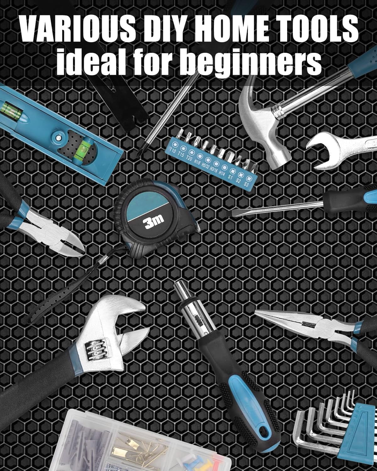 144 Piece Home Tool Kit with Storage Box, Multi-Functional Hand Tool Set for  and Repairs