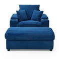 thumbnail image 4 of Oversized Accent Chair with Ottoman, Modern Single Sofa Couch with 26“W Cushion and Wide Arms, Comfy Reading Chair Armchair with 2 Throw Pillows for Living Room, Bedroom, Blue, 4 of 6