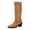 Brown, variant on Knee High Boots Women Leather Elastic Boots Low Heel Square Toe Fall Long Tall Boots for Women