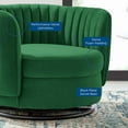 thumbnail image 3 of Armchair Swivel Accent Tufted Chair, Black Green, Velvet, Modern Contemporary, Living Lounge Cafe Room Hotel Lobby Hospitality, 3 of 7