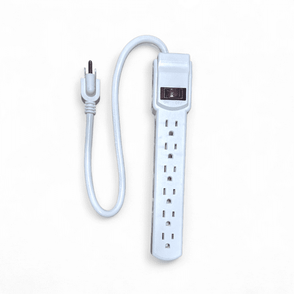 Xtricity 6-Outlet Power Strip, 1.5 ft (18") 14/3 Cord, Indoor Use, Lighted Power Switch, White