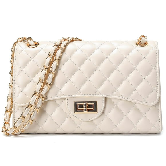 Bandolera DIUY de piel acolchada con bandolera para mujer, color beige