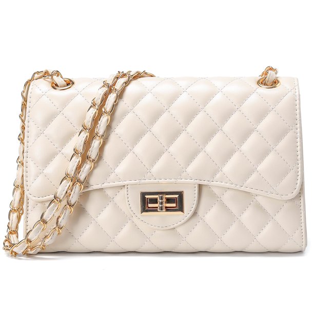 Bandolera DIUY de piel acolchada con bandolera para mujer, color beige