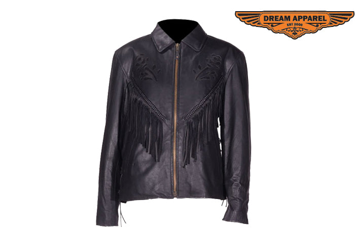 LeatherAnarchy Womens Black Rose Inlay Jacket, Women's, Size: XL