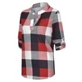 thumbnail image 4 of Women Long Sleeve Blouse V Neck Shirt Lady Plaid Shirt Autumn Checked Baggy T Shirt Tops Blouse Size S-3XL, 4 of 6