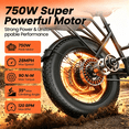 thumbnail image 3 of Kickwey 1500W Peak Dual 2 Seater Electric Bike for Adults, 20'' Fat Tire eBike, 48V 20AH Removable Battery, 28MPH Commuter City Bicycle, UL2849, 3 of 10