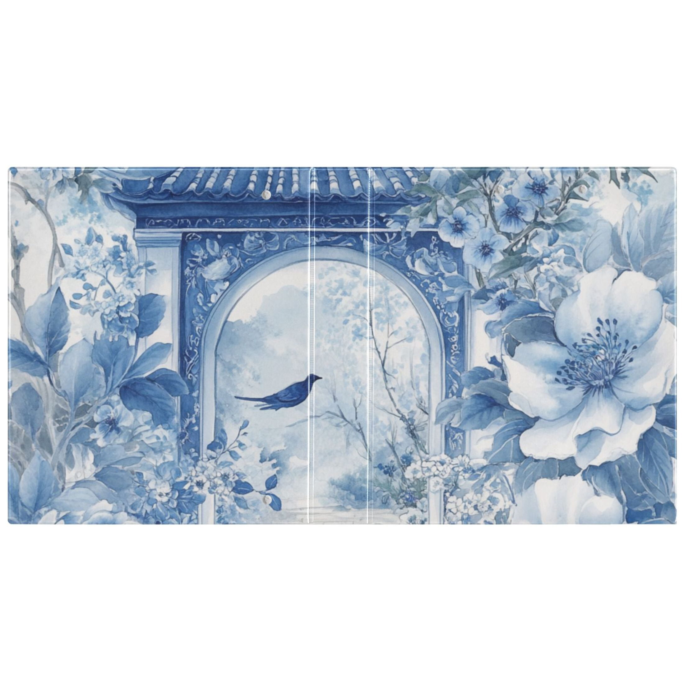 Blue Gates Flowers Floral 3 Ring Binders 1.5 inch Hardcover File Folders with Interior Pockets A4 Size Organizer for School Office Hospital