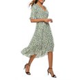thumbnail image 3 of tredstone Robe en Chiffon Verte Douce Robe Longue Classique à Fleurs pour Femmes Robes d'Été Polyvalentes et Élégantes Vert m, 3 of 6