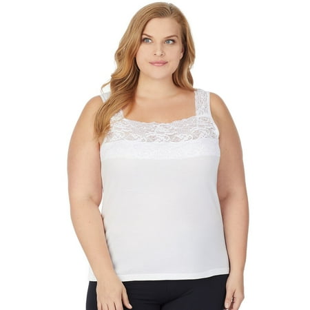 duds cuddl camisole softech neck lace square 2x navy plus
