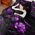 thumbnail image 5 of Erosebridal Gothic Floral Full Size Bedding Sets, Halloween Bat Full Size Bed in a Bag, Burgundy, Black Reversible, 7-Piece, 5 of 6