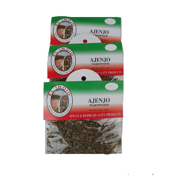 El Indio Tea/Hierba Ajenjo / Wormwood-Dried Natural Herbs Net Wt. 1/2 oz. (14gr) 3-Pack