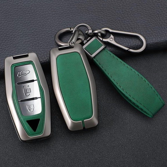 Key Fob Cover Compatible with Fit for Mitsubishi Outlander 2021-2023 Keyless with Leather Keychain Case Holder Protector