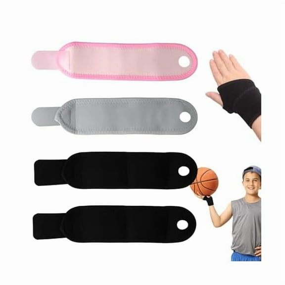 WEEKS Kids Wrist Brace 4 Pairs Youth Wrist Brace Night Support with Adjustable Compression Straps for Children is Sports, Sleeping (Black*2 Pink*1 Gray*1)