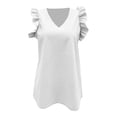 thumbnail image 5 of Women's Casual T Shirt Solid Color V Neck Pullover Ruffled Edge Sleeve Top For Women Long Sleeve Shirts for Women Trendy Summer T Shirts Workout Tee Shirts Women Casual T Shirt for Women Womens, 5 of 5