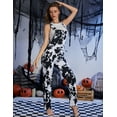 thumbnail image 3 of Cow Print Overalls for Women Animal Pants Fall Jumpsuits Bibs Coveralls(Black and White Cow,2XL), 3 of 9