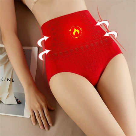 

Hesxuno Ladies Anion Comfortable Solid Color Large Size High Waist Warm Belly Hip Lift Thin Waist Panties Underwear