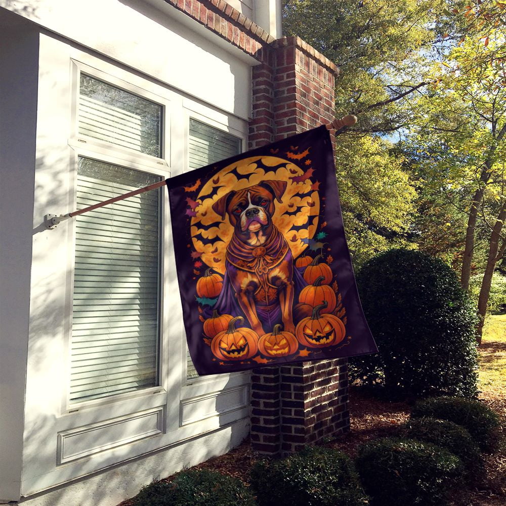 Halloween Boxer Dog House Flag 28x40IN Double-Sided Polyester Decorative Sleeve Pole Flag for Outdoor Home Garden