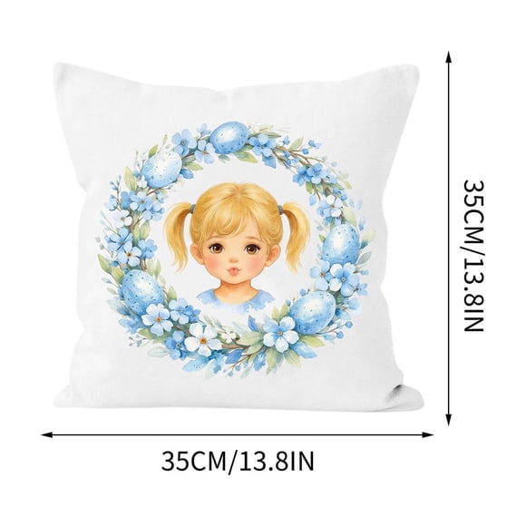 Easter Character Throw Pillow for Kids Soft Decorative Cushion | Hand-Drawn Holiday Design Plush Decor for Children'S Room Bedroom Couch | Gentle Fabric Cuddle Pillow for Napping Reading Playtime