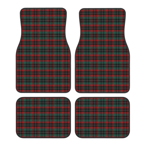 Balery Tartan Plaid Juego de 4 Alfombrillas para Auto, Revestimientos de Caucho Resistente, Diseño Antideslizante