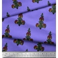 thumbnail image 3 of Soimoi Purple Cotton Voile Fabric Leaves & Floral Block Fabric Prints By Yard 42 Inch Wide, 3 of 3